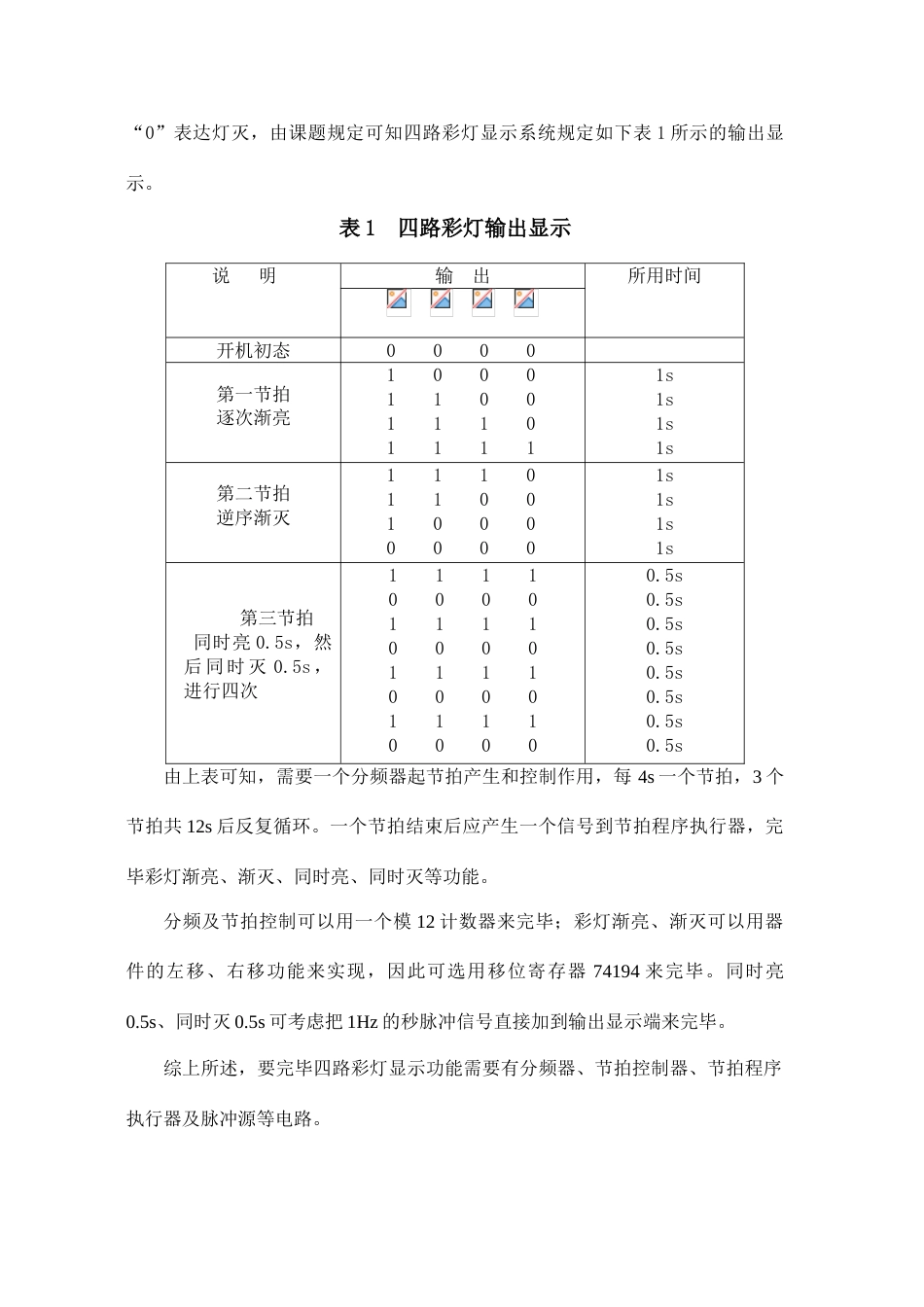 四路彩灯显示电路数字逻辑课程设计_第3页