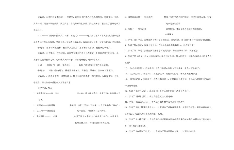 2023年人教版四年级下册语文需要掌握的知识点归纳总结_第2页