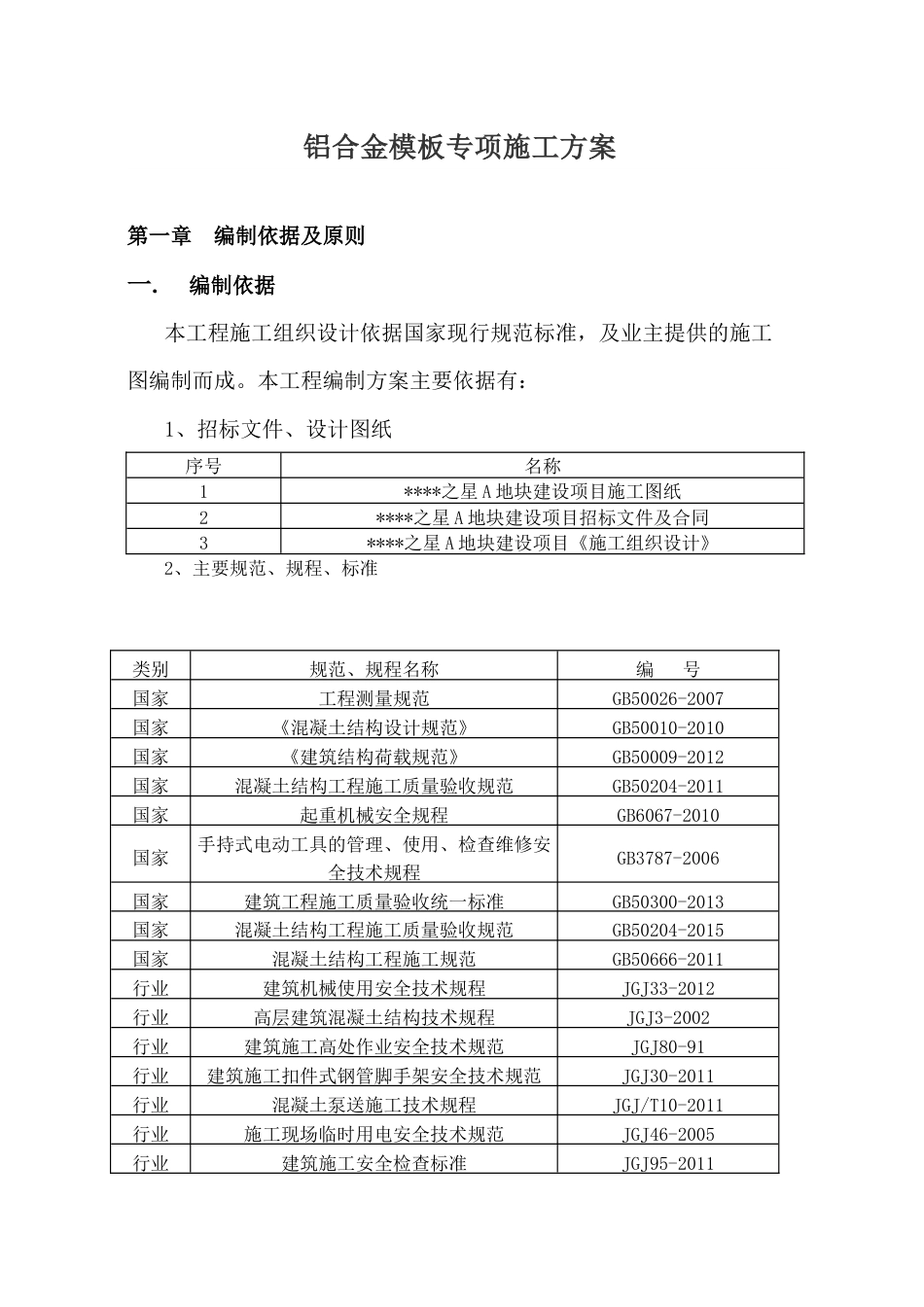 铝合金模板专项施工方案（文本）_第1页