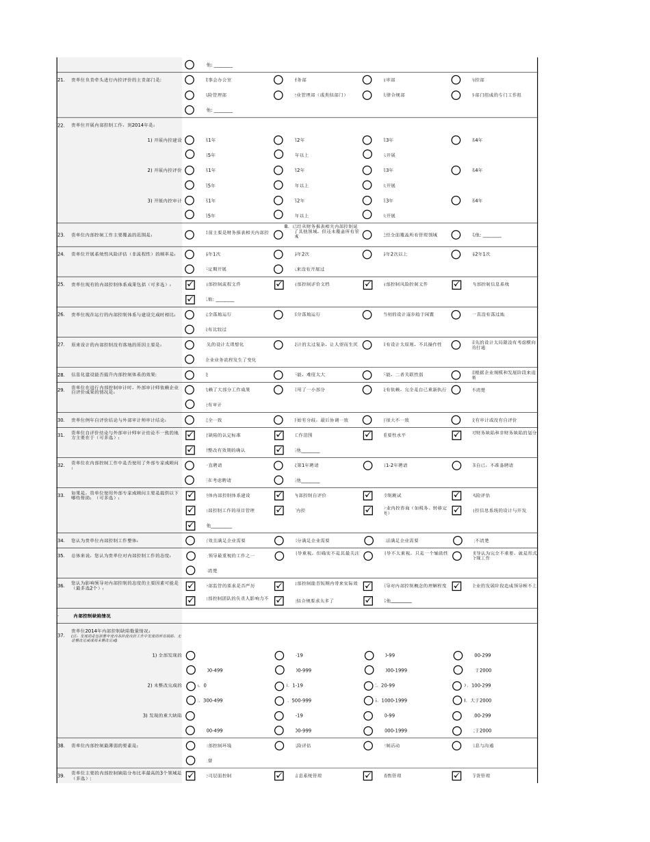 企业内部控制规范实施情况调查问卷及填写说明_第2页