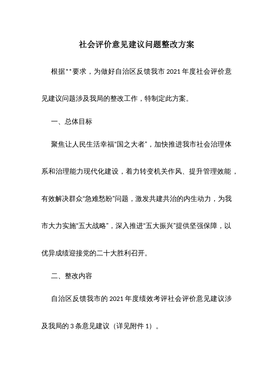 社会评价意见建议问题整改方案_第1页