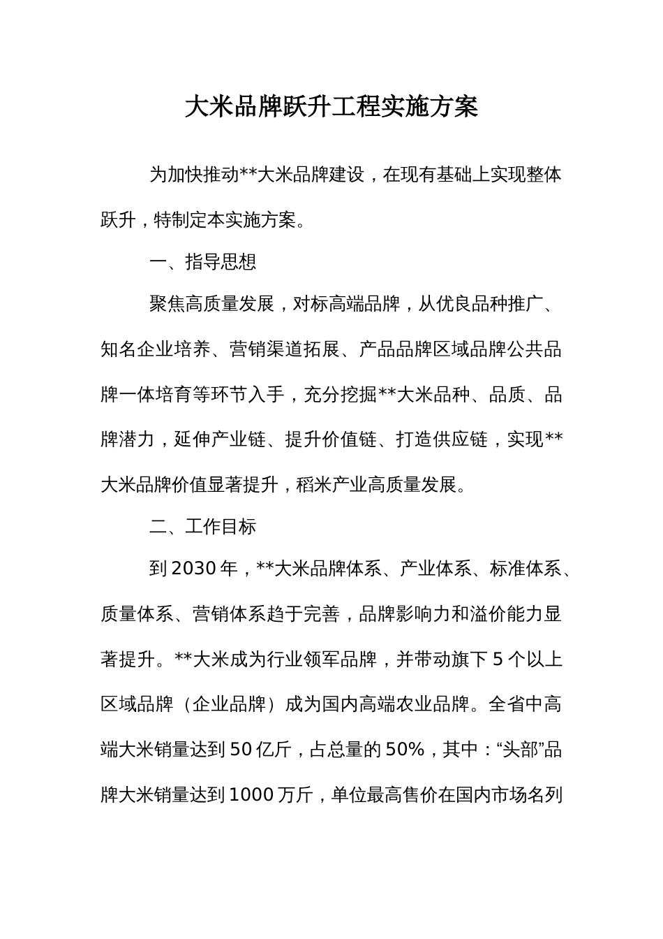 大米品牌跃升工程实施方案_第1页