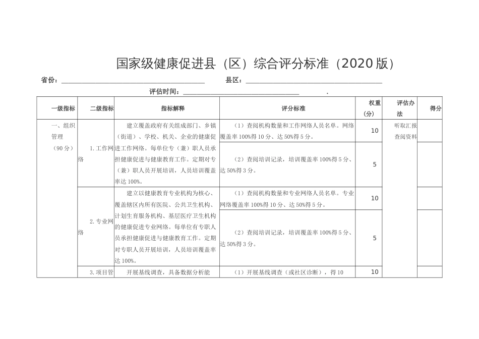 国家级健康促进县（区）综合评分标准_第1页