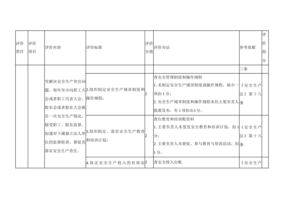 企业落实安全生产主体责任综合评价指标体系_第2页