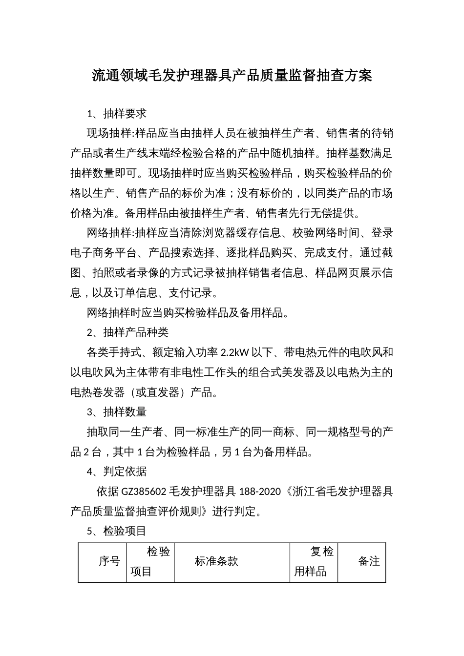 流通领域毛发护理器具产品质量监督抽查方案_第1页