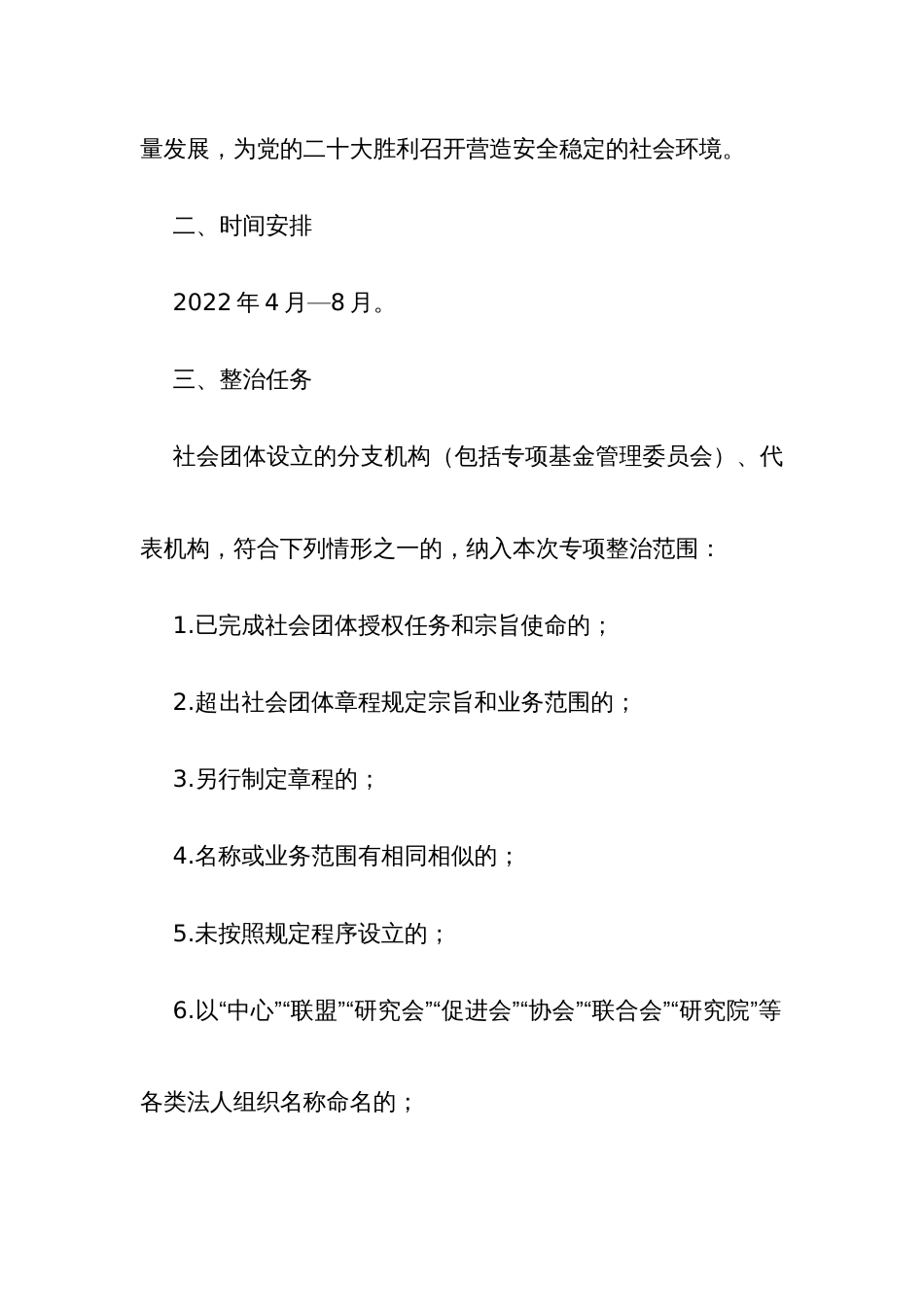 开展社会团体分支（代表）机构专项整治行动实施方案_第2页