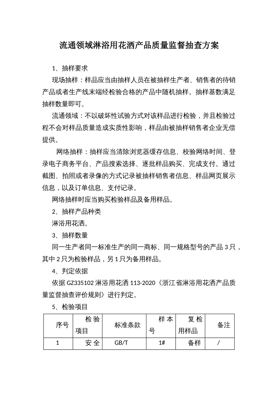 流通领域淋浴用花洒产品质量监督抽查方案_第1页