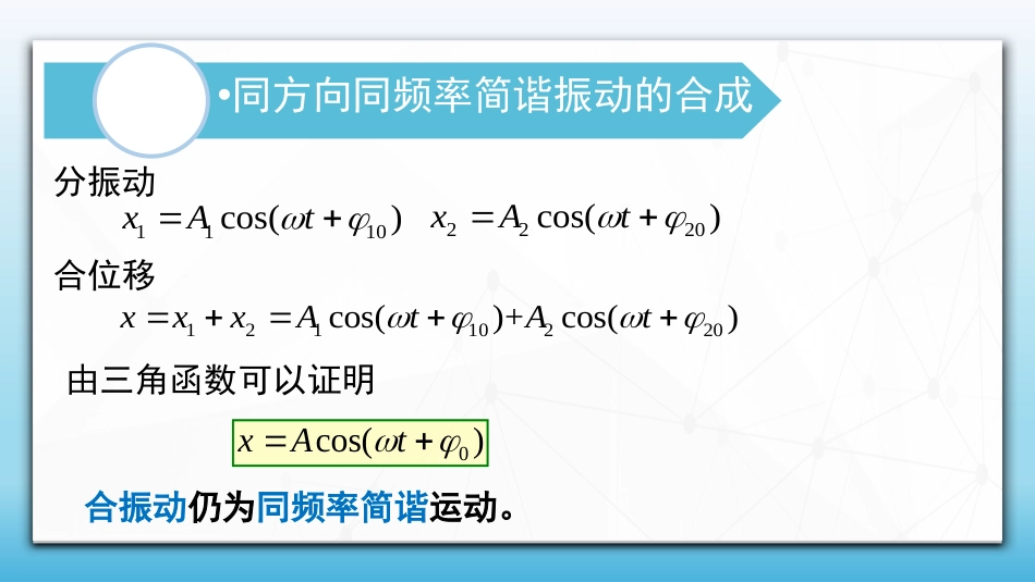 (59)--5.4.1 同方向同频率简谐振动的合成_第1页