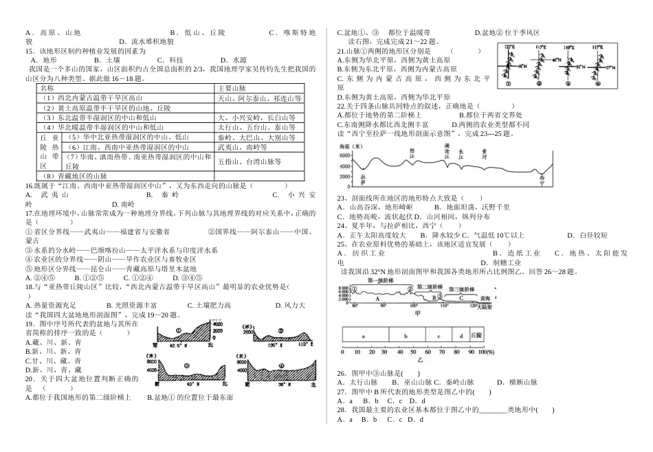 中国地形专项练习_第2页