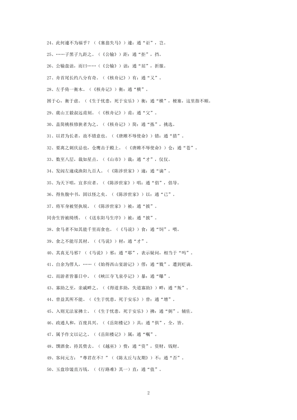 中考必备初中语文全部文言文知识点归纳[31页]_第2页