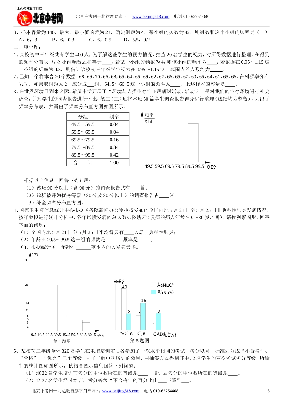 中考数学一轮复习：频率分布_第3页