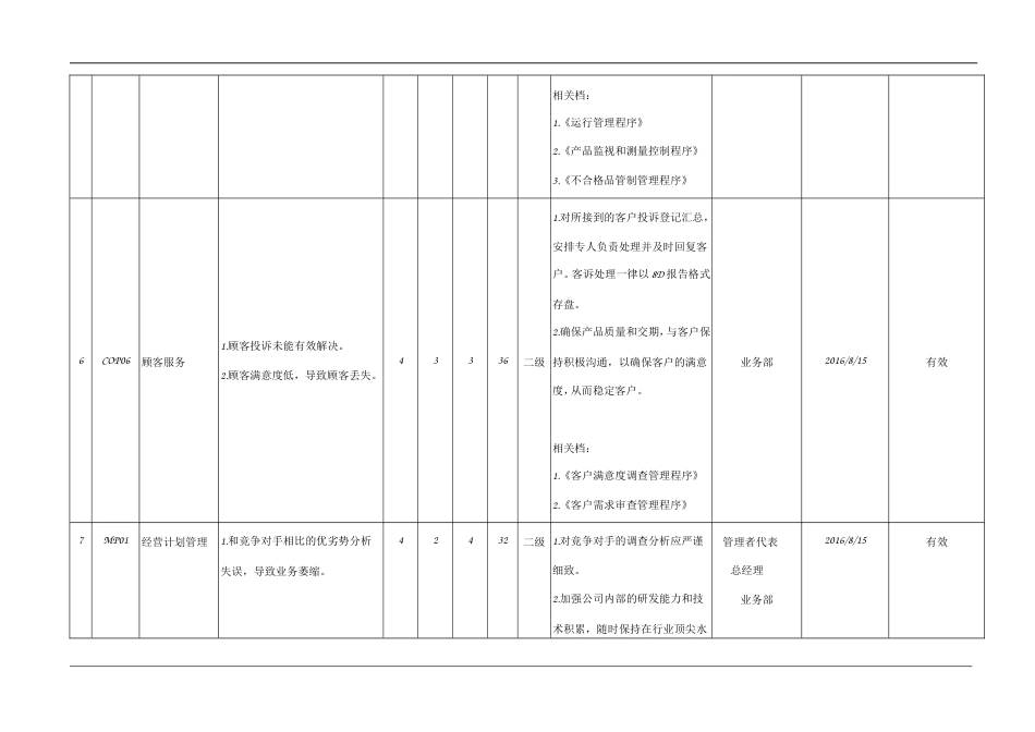质量过程风险和机遇与应对评估分析表_第3页