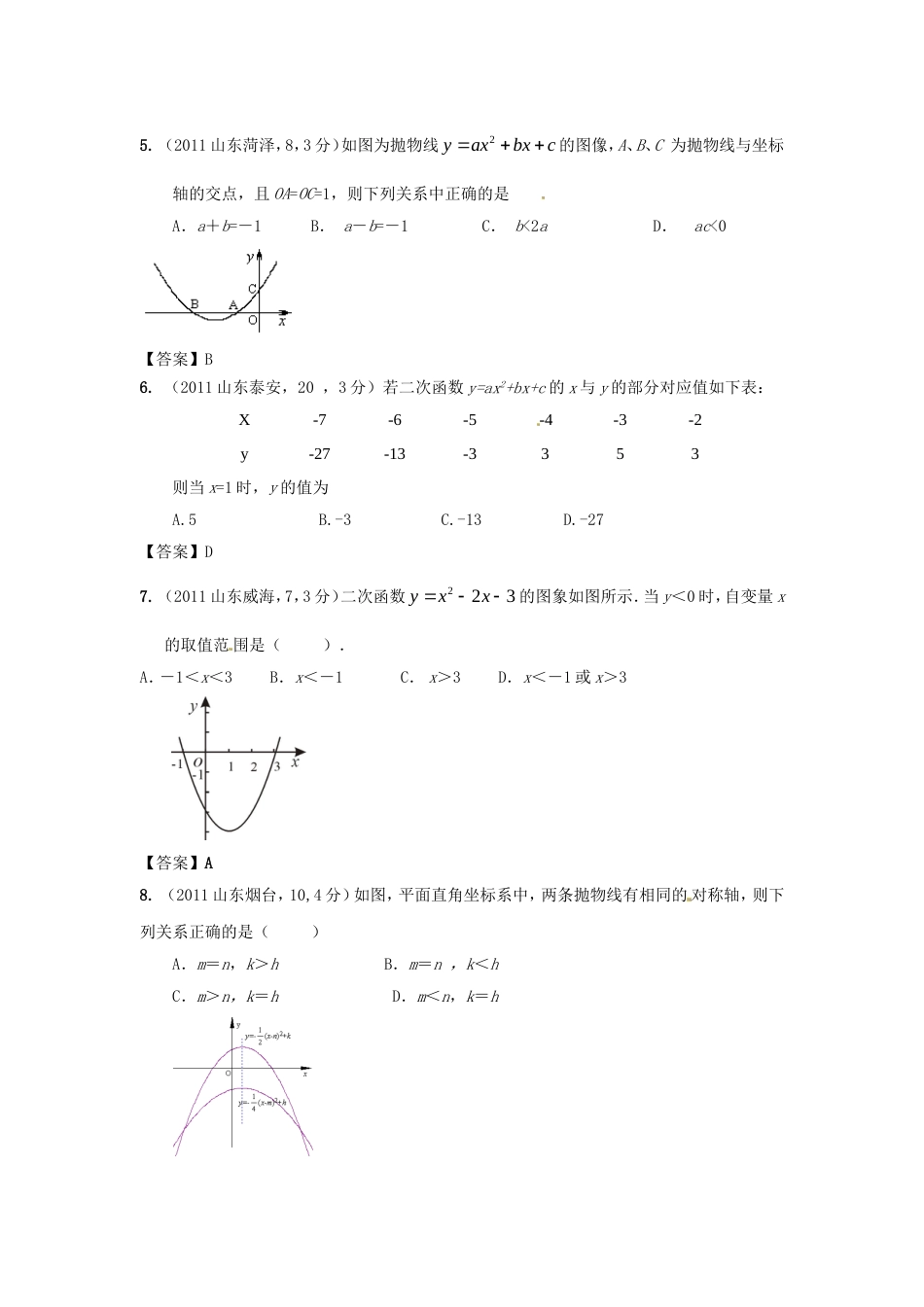 中考数学试题分类13 二次函数_第2页