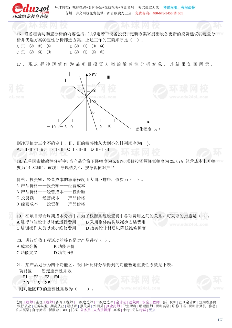 造价模拟试题1.02_第1页