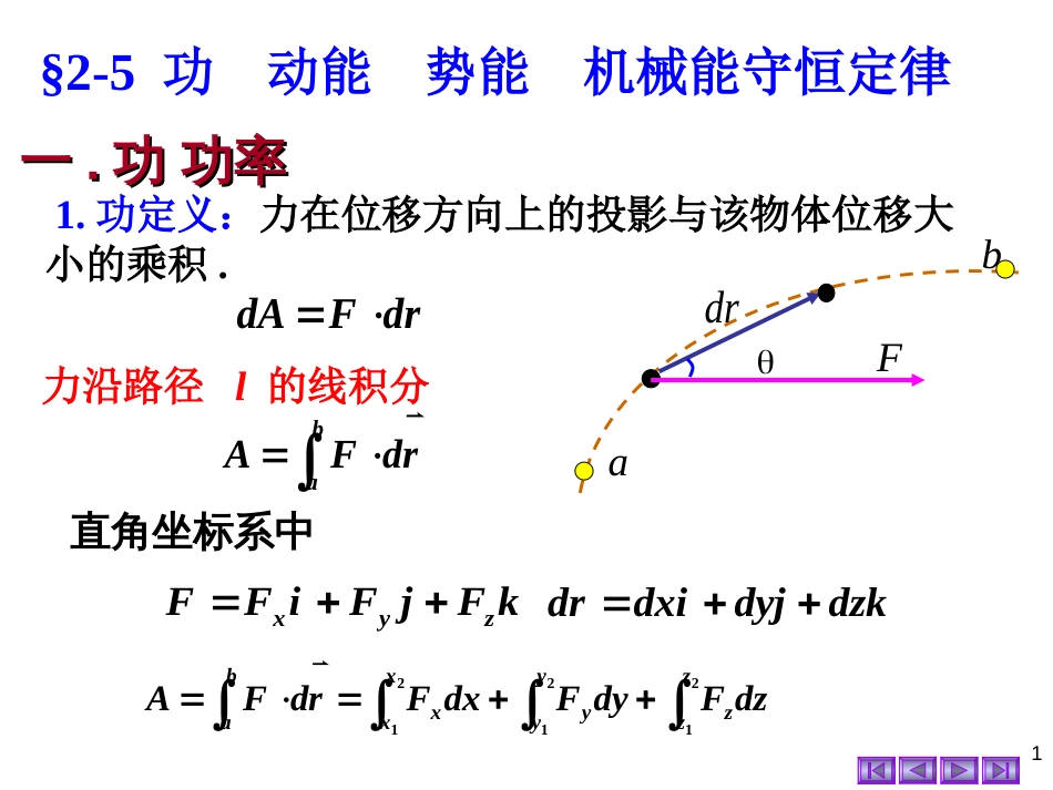 2-5 功 动能 势能大学物理_第1页