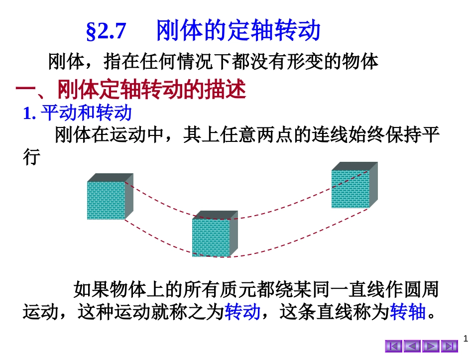 2-7 刚体的定轴转动大学物理_第1页