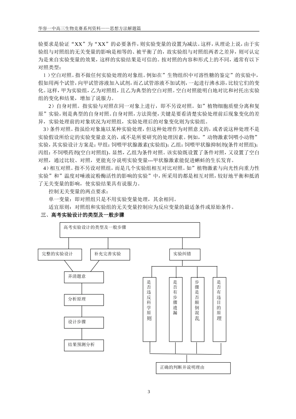 高三生物培优班特别选讲之四——生物实验题型和解题方法_第3页