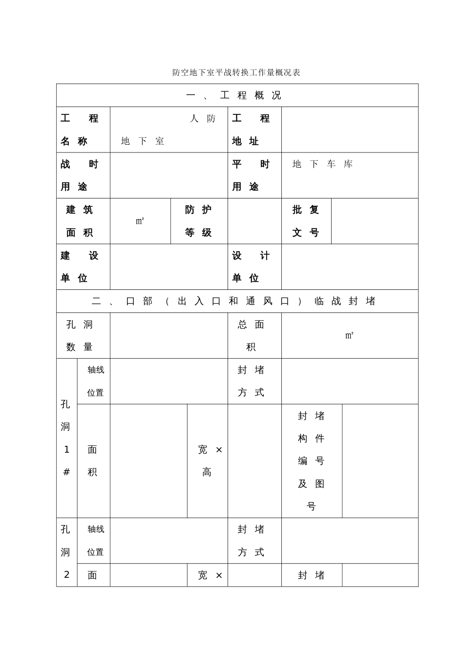 防空地下室平战转换工作量概况表[共4页]_第1页