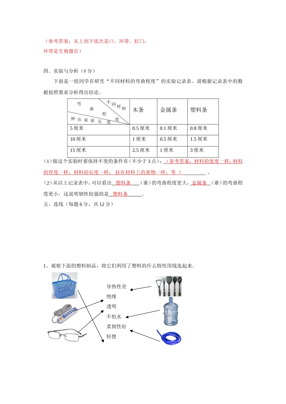苏教版小学三年级科学期末考试试卷_第3页