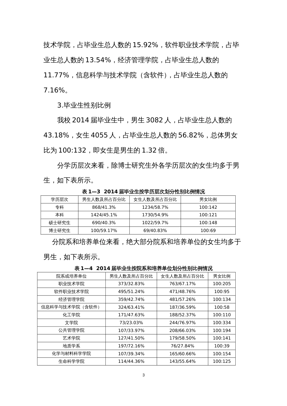 西北大学2014届毕业生就业质量年度报告_第3页