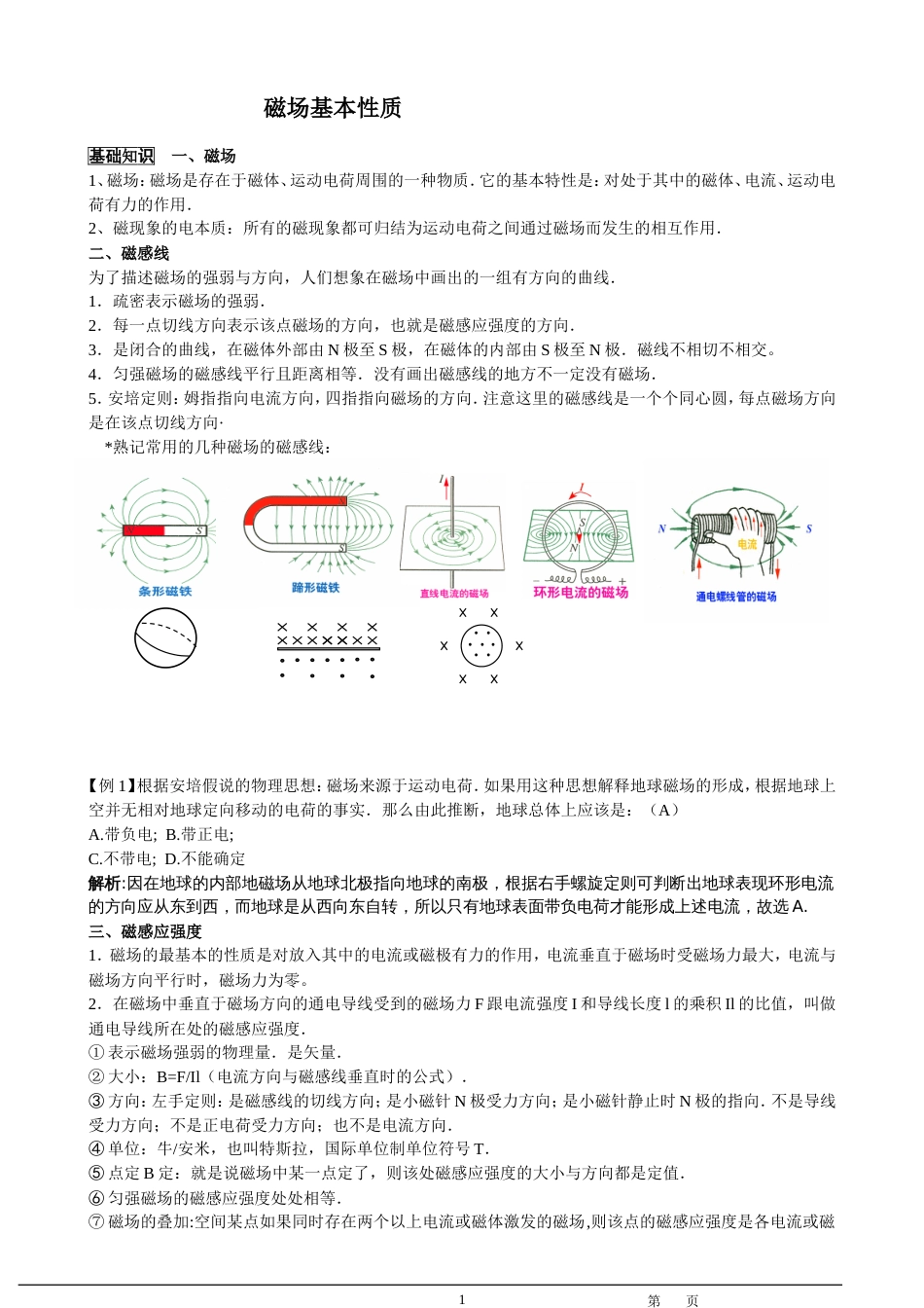 高中物理磁场知识点(详细总结)[21页]_第1页