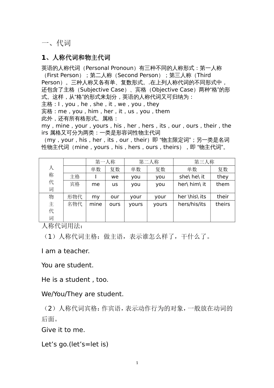 人教版七年级上册英语语法和练习[41页]_第1页