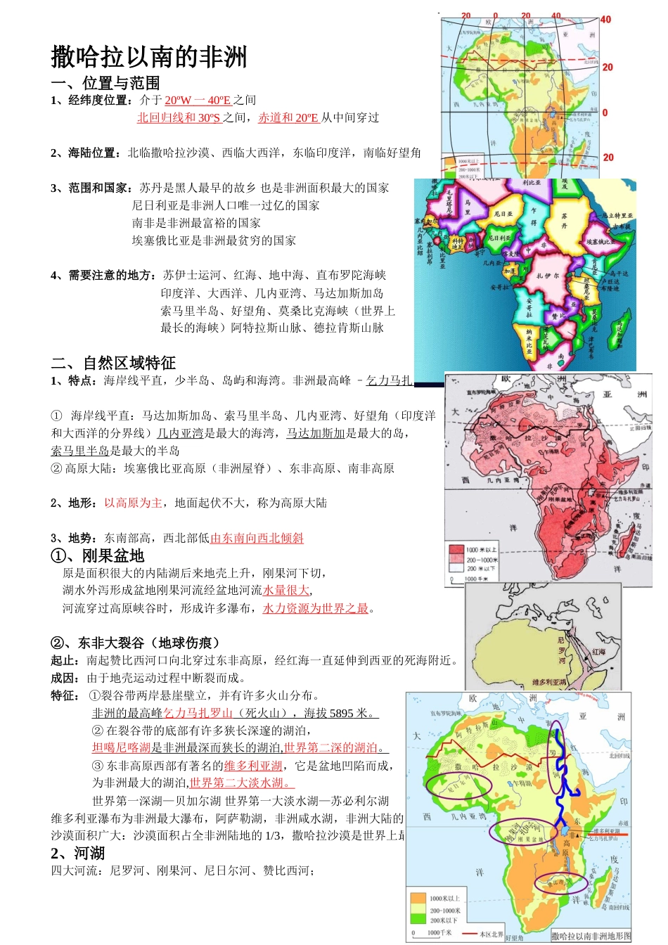 撒哈拉以南的非洲区域地理知识总结精华[3页]_第1页