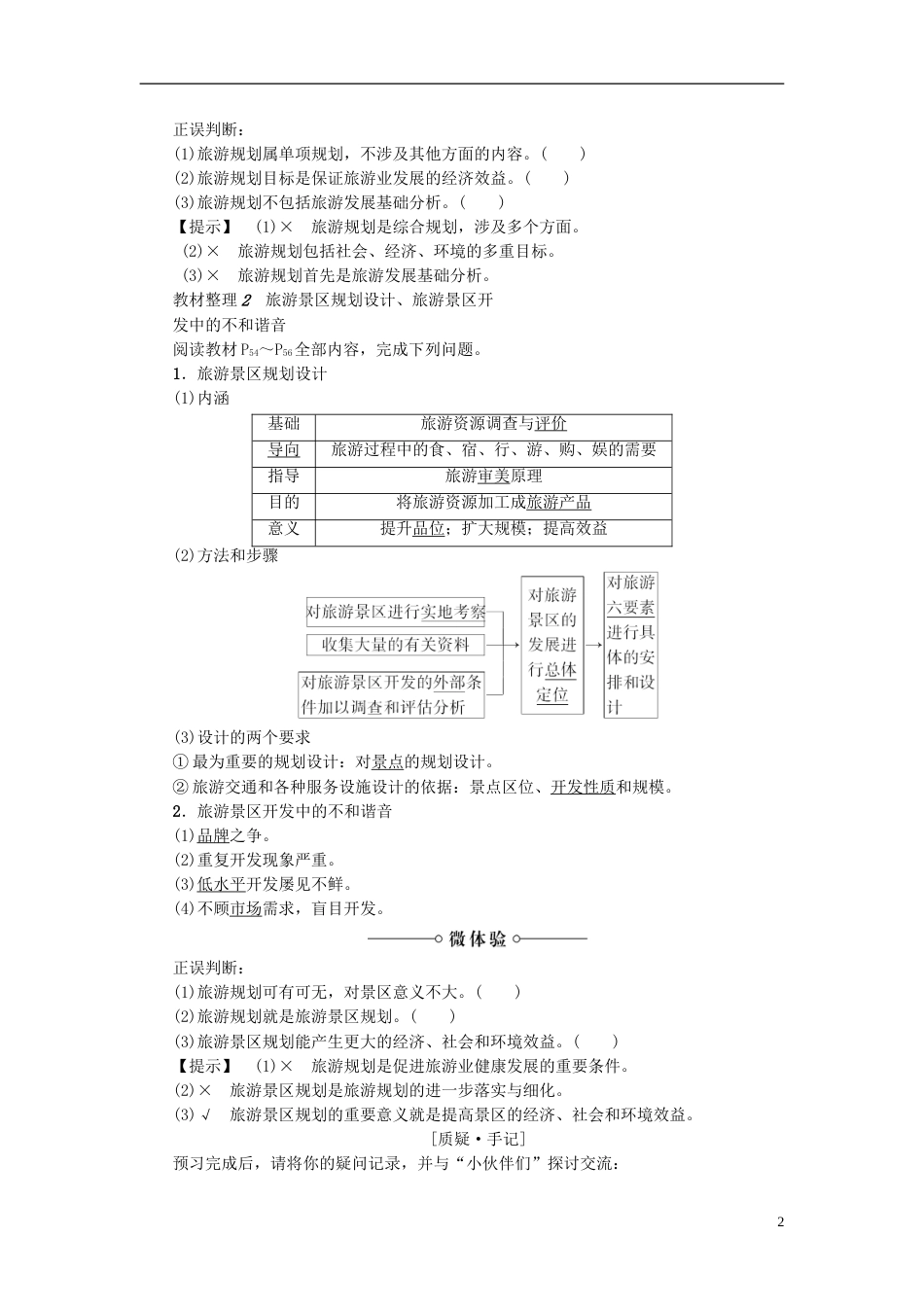 2017高中地理第4章旅游开发与保护第1节旅游规划学案_第2页