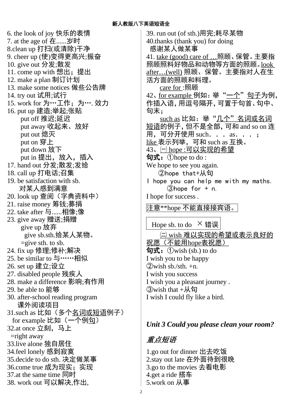 人教八年级下英语重点短语全[17页]_第2页