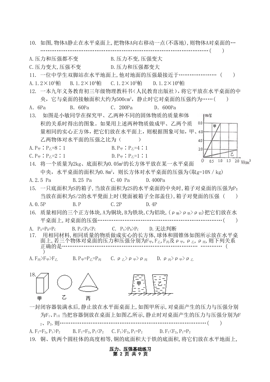 压力、压强基本练习_第2页