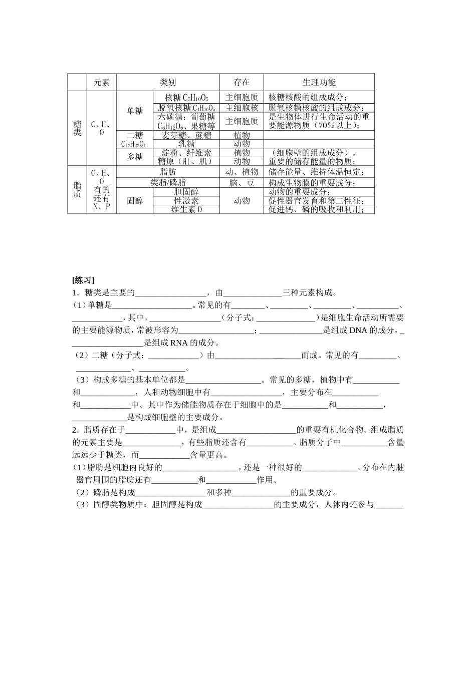 细胞中的糖类和脂质复习教案[共6页]_第3页