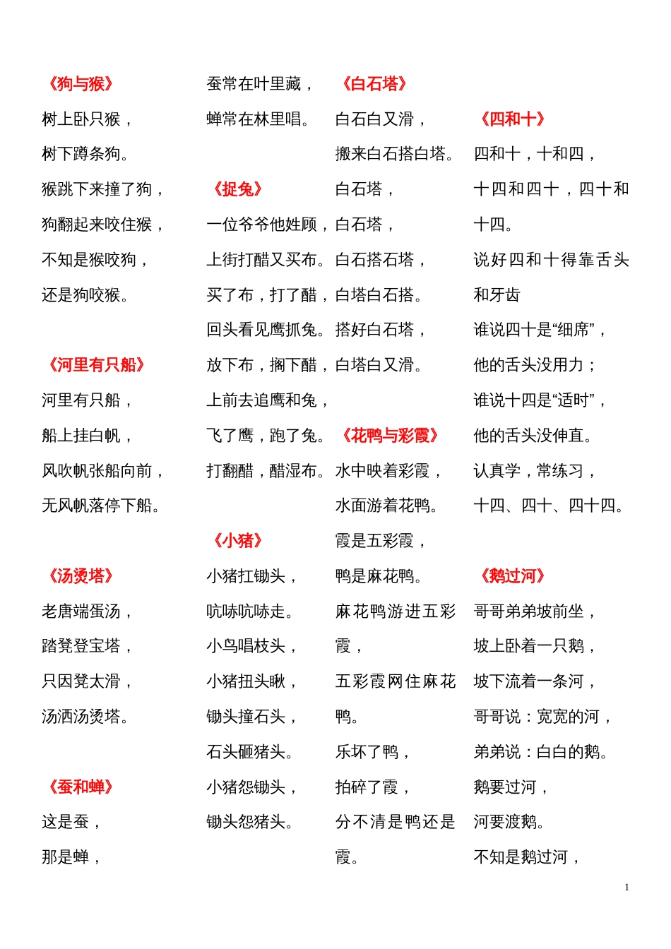 儿童经典绕口令大全打印版[16页]_第1页