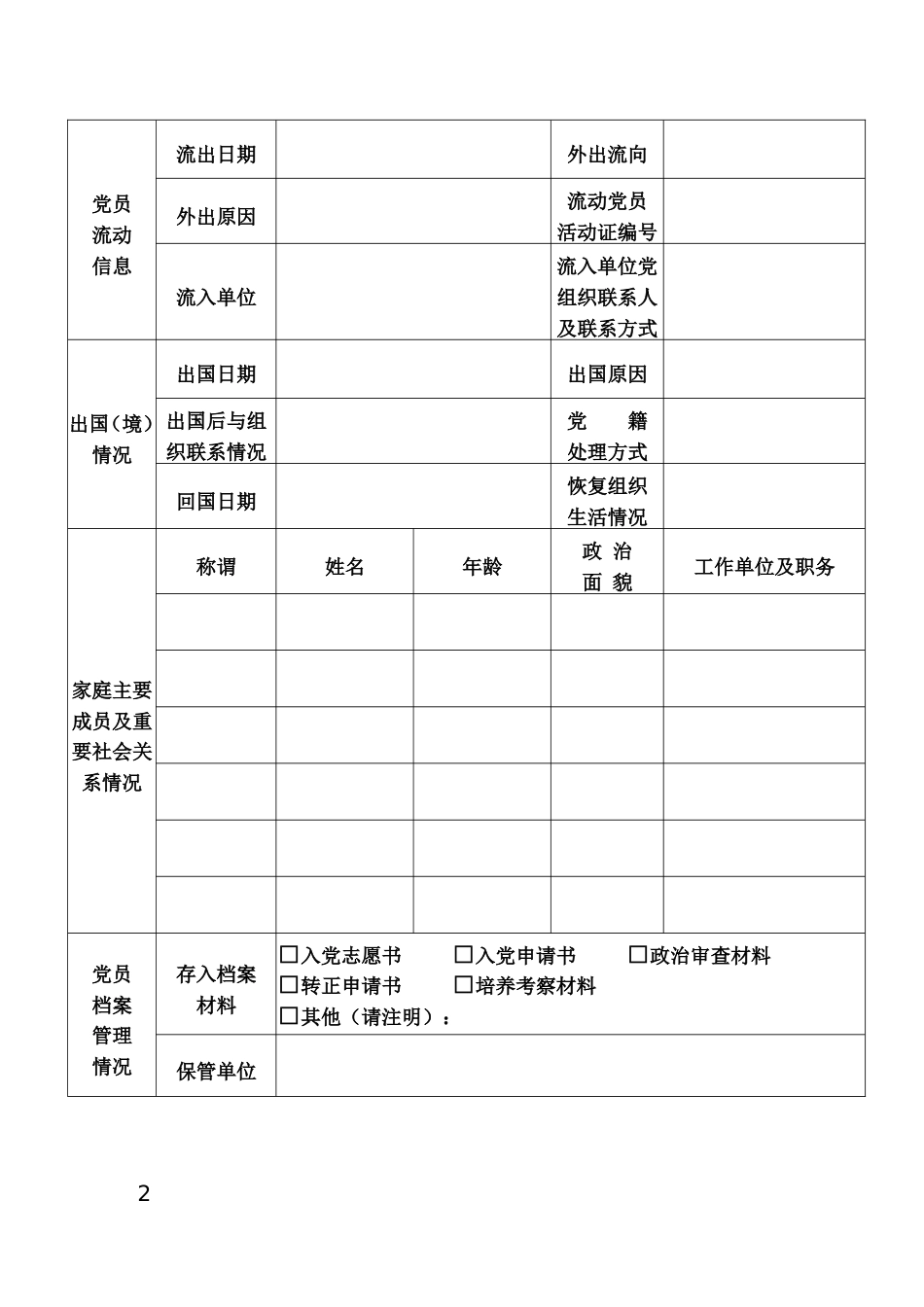 党员信息排查登记表_第2页