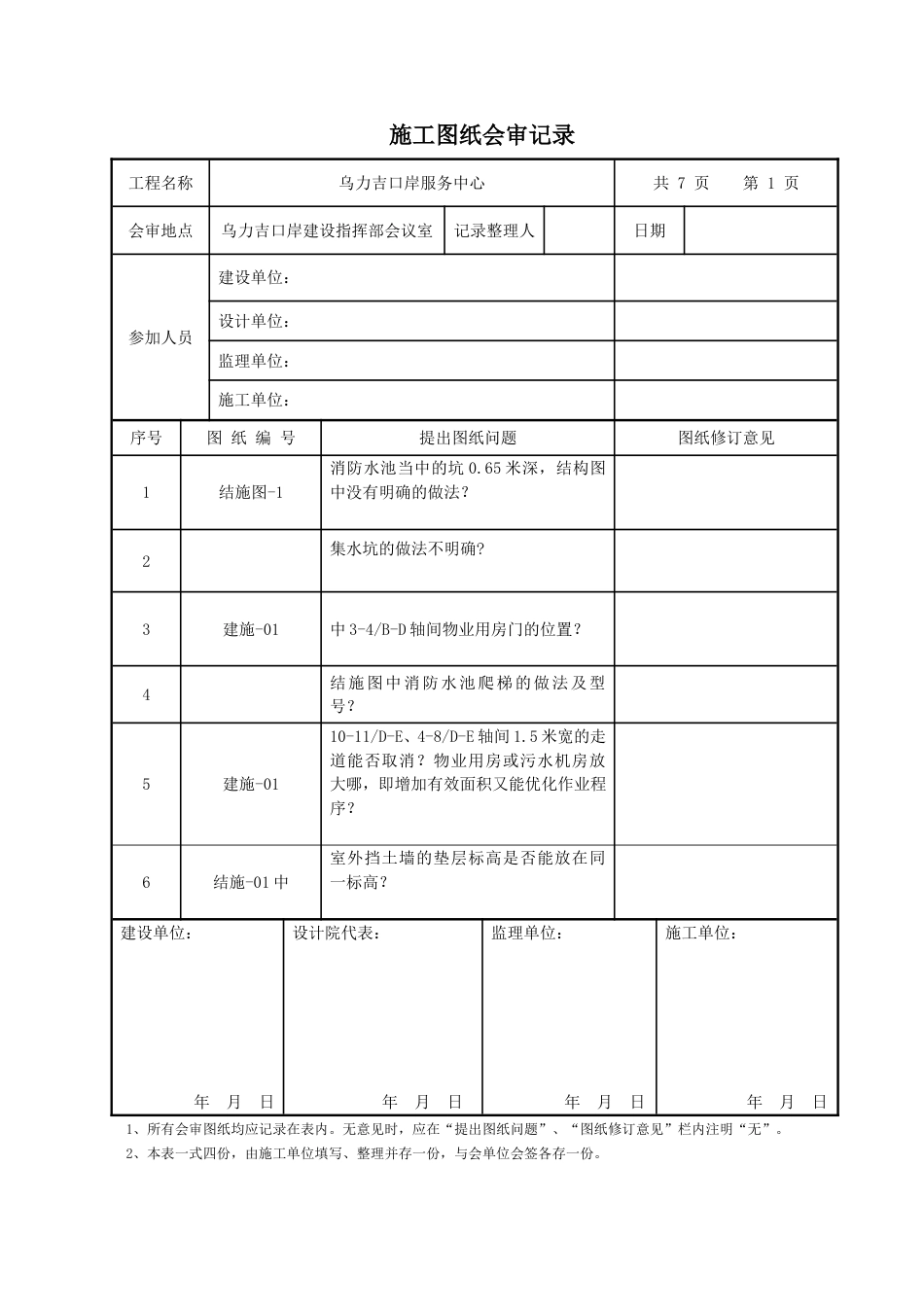 图纸会审记录表格标准_第1页