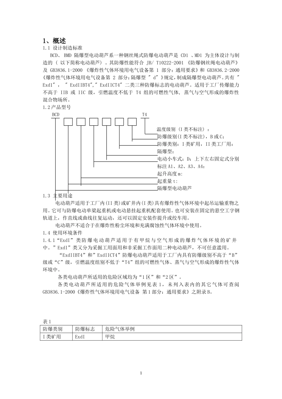 BCD、BMD型防爆电动葫芦安装、使用、维护说明书[22页]_第1页