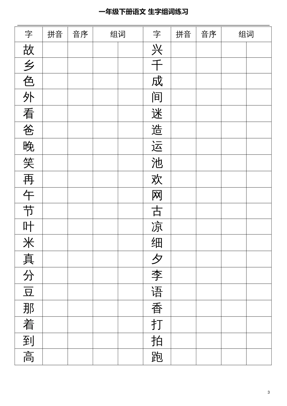 新人教版小学一年级语文下册生字查字典[5页]_第3页