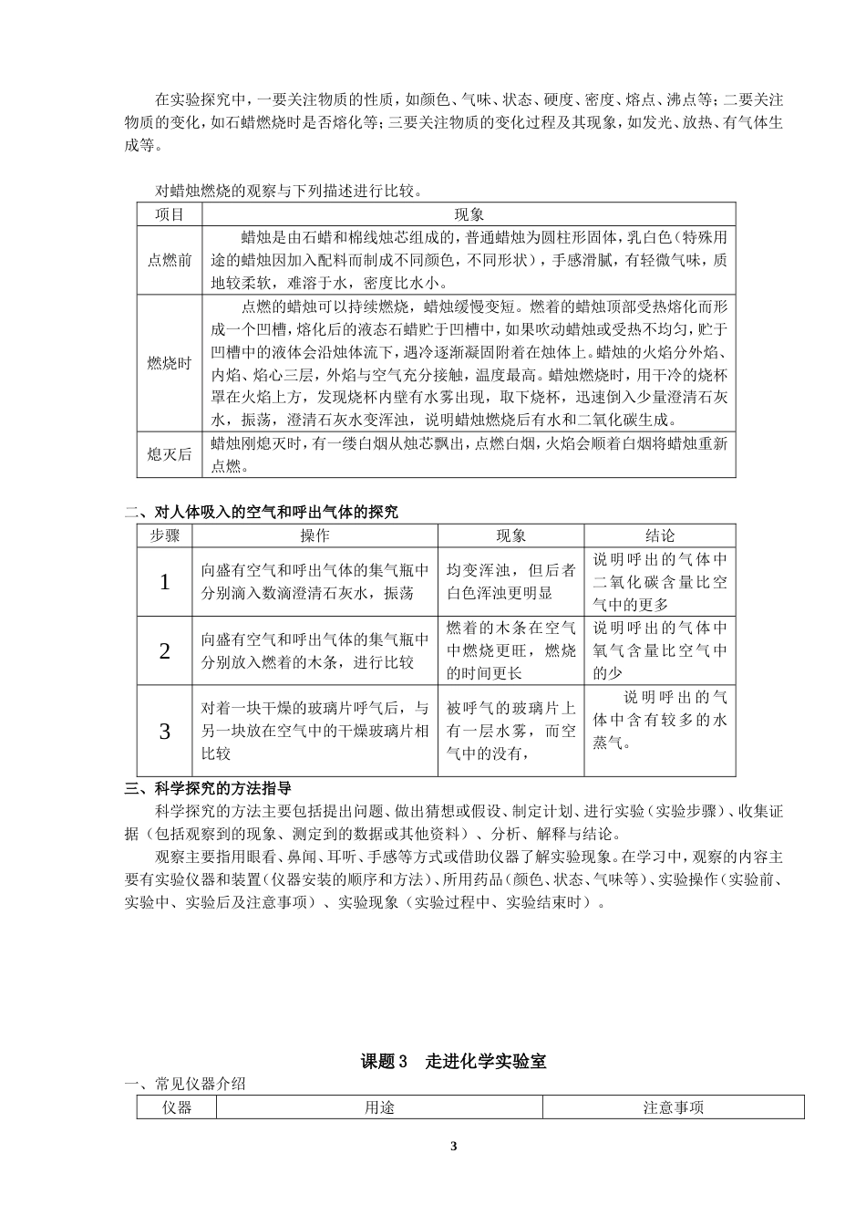 新人教版九年级化学上册各课题学生笔记[30页]_第3页