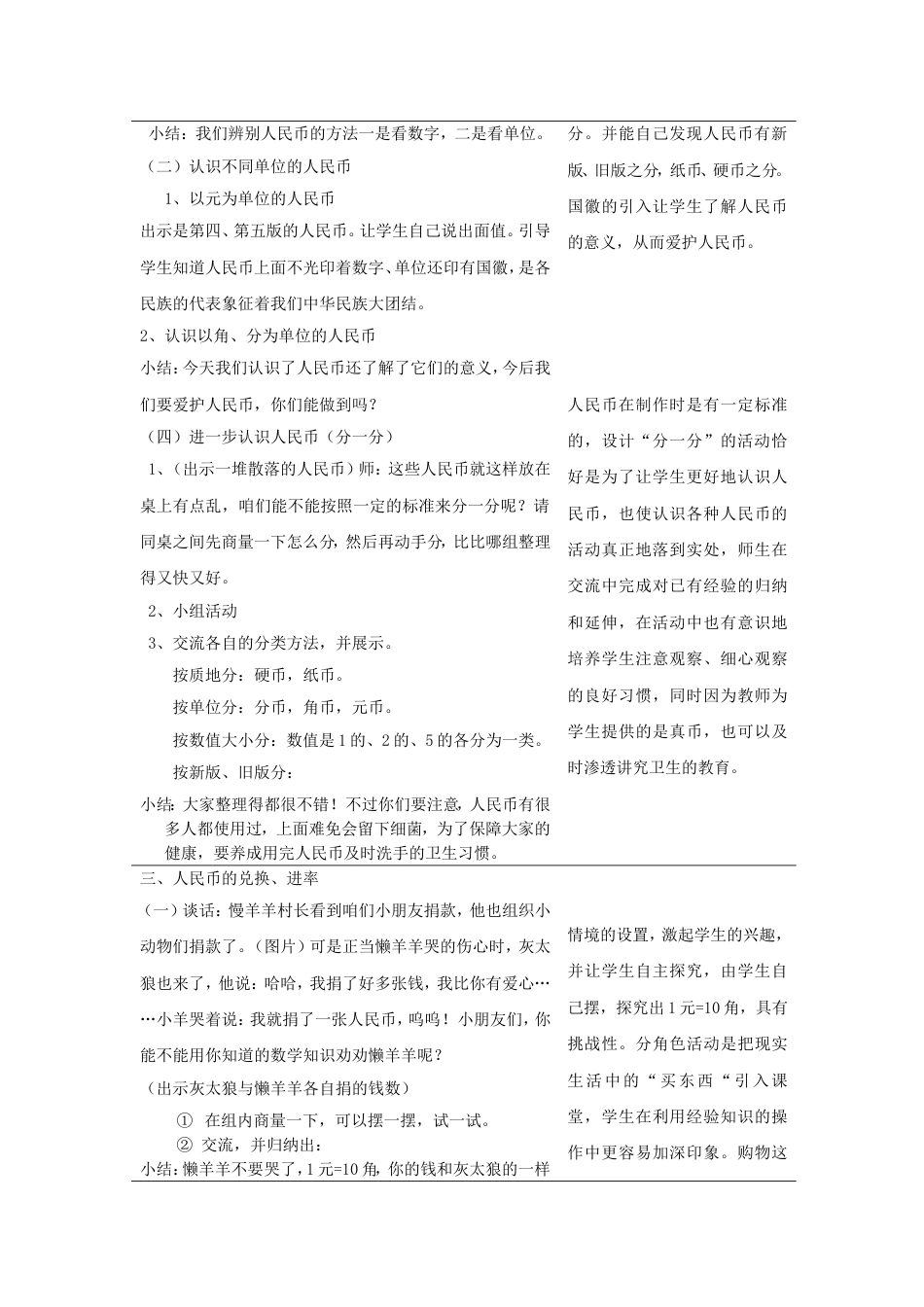 青岛版一年级数学下册《人民币的认识》教学设计_第2页