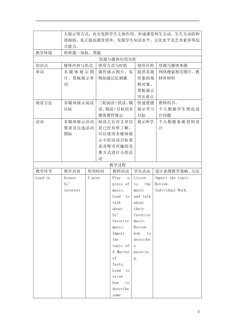 河南省洛阳市第二外国语学校高一英语AMatterofTaste教案_第2页