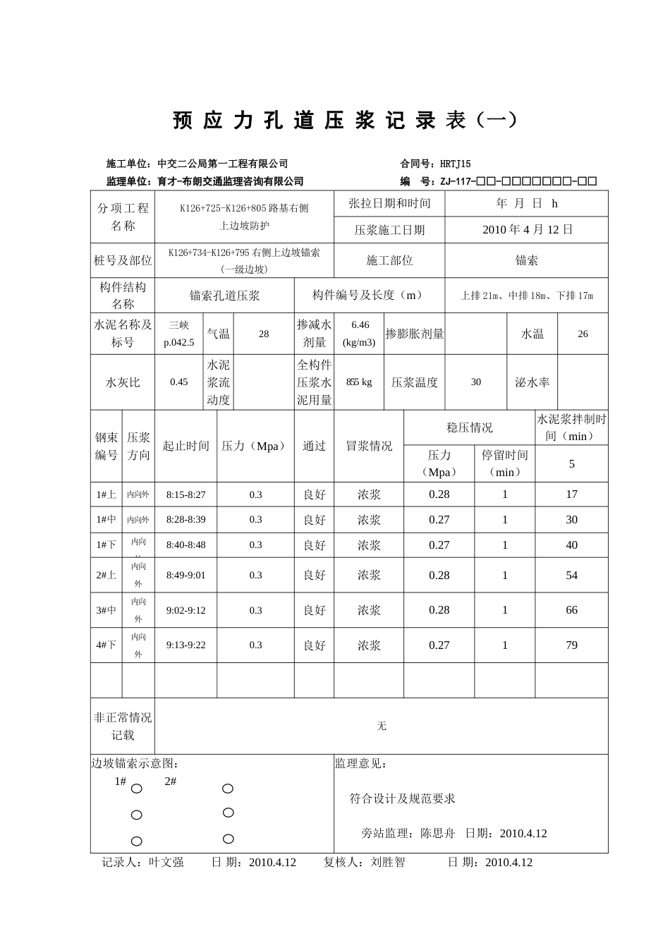 预应力孔道压浆记录表[11页]_第1页