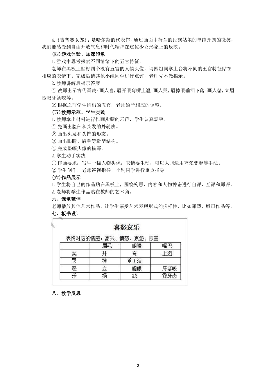 小学美术《喜怒哀乐》教案_第2页