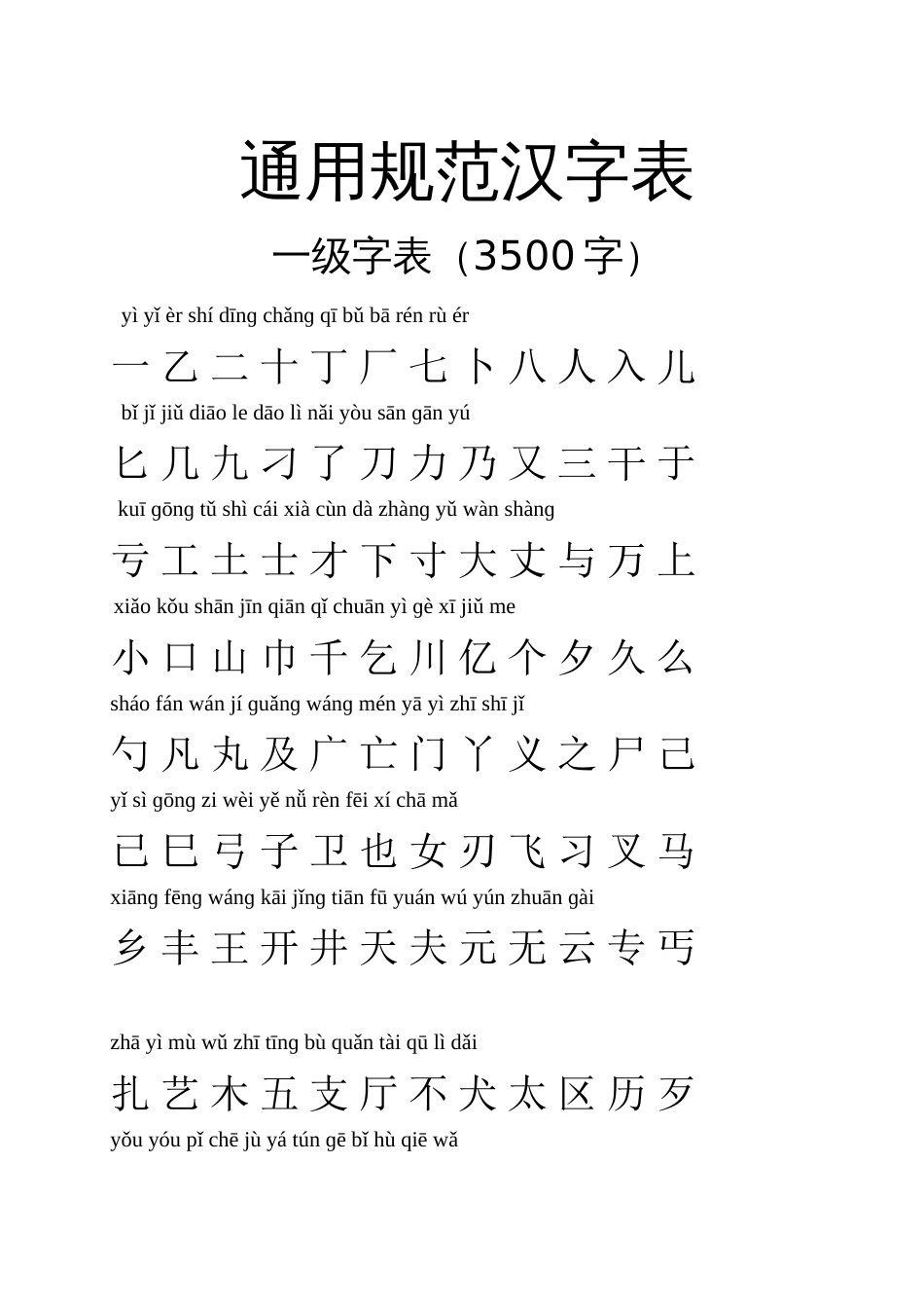 通用规范汉字表(图形补全三级字体带注音)_第1页