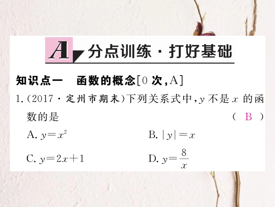 河北省八年级数学下册 19.1 变量与函数 19.1.1 变量与函数 第2课时 函数练习课件 （新版）新人教版_第2页