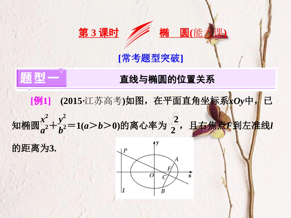 （江苏专版）高考数学二轮复习 专题三 解析几何 第3课时 椭圆（能力课）课件_第1页