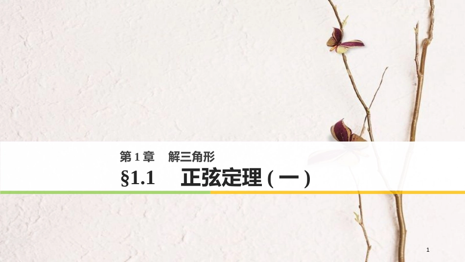 高中数学 第一章 解三角形 1.1 正弦定理（一）课件 苏教版必修5(1)_第1页