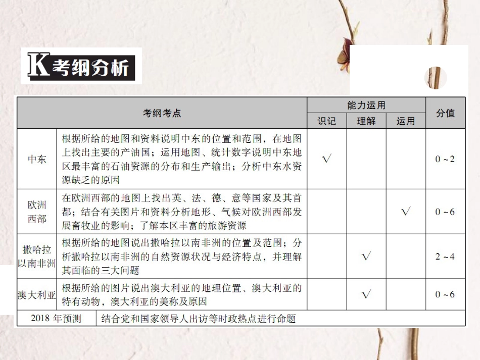 （广东专版）中考地理 中考解读 专题复习九 东半球其他的地区和国家课件_第2页