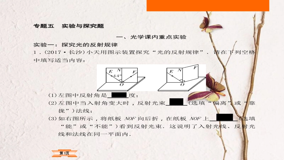 （云南专版）中考物理总复习 专题突破5 实验与探究题课件_第1页