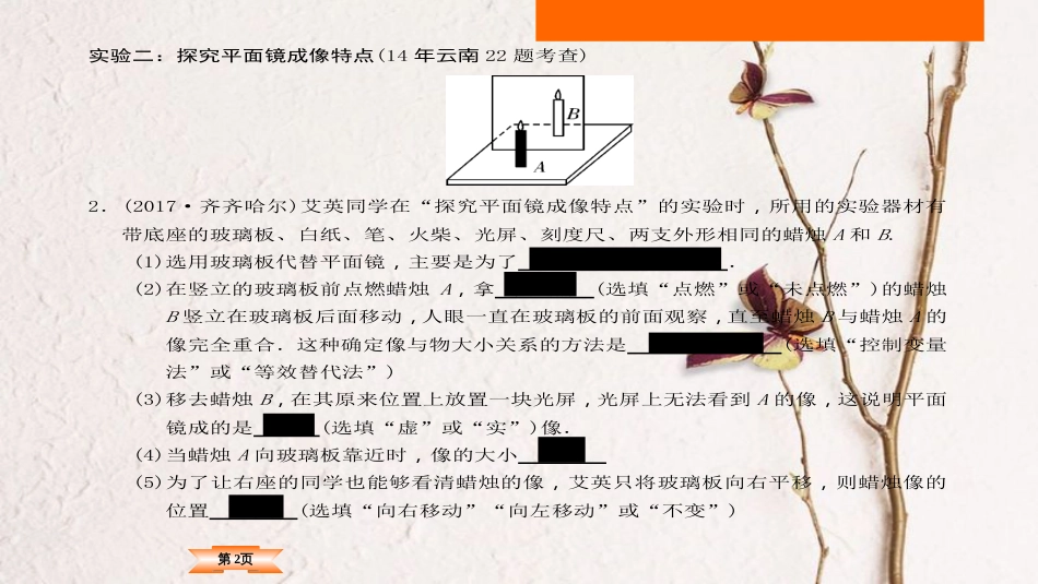（云南专版）中考物理总复习 专题突破5 实验与探究题课件_第2页