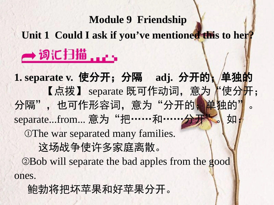 浙江省嘉兴市秀洲区八年级英语下册 Module 9 Friendship Unit 1 Could I ask if you’ve mentioned this to her课件 （新版）外研版(1)_第1页