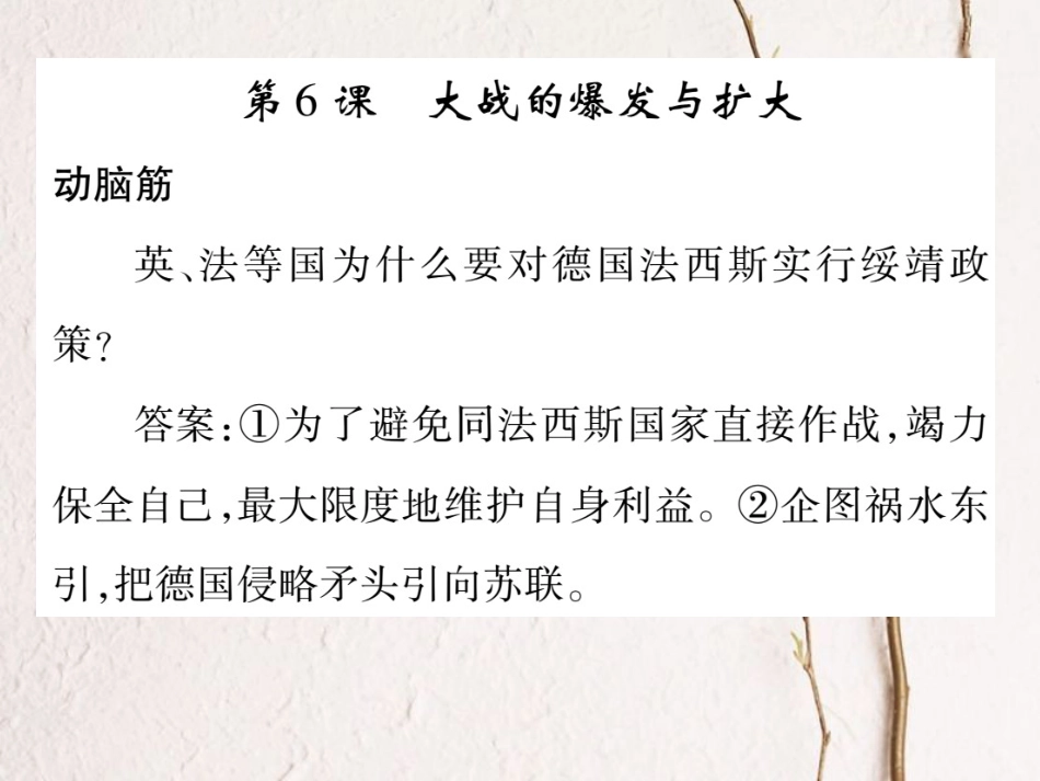 九年级历史下册 第三单元 第二次世界大战教材习题答案作业课件 岳麓版(1)_第2页